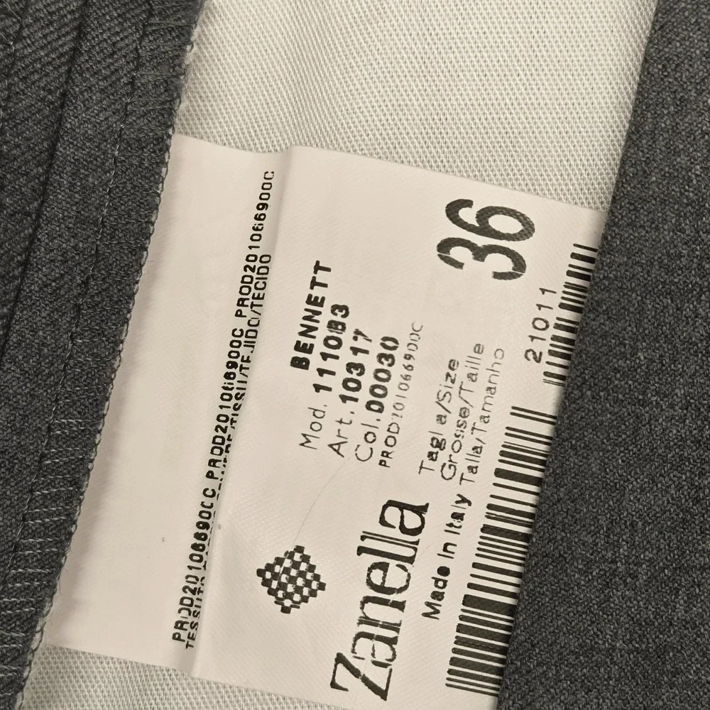 Zanella‎ Suit Pants Mens 36 Gray Bennett Acetate Cupro Tapered Made Italy